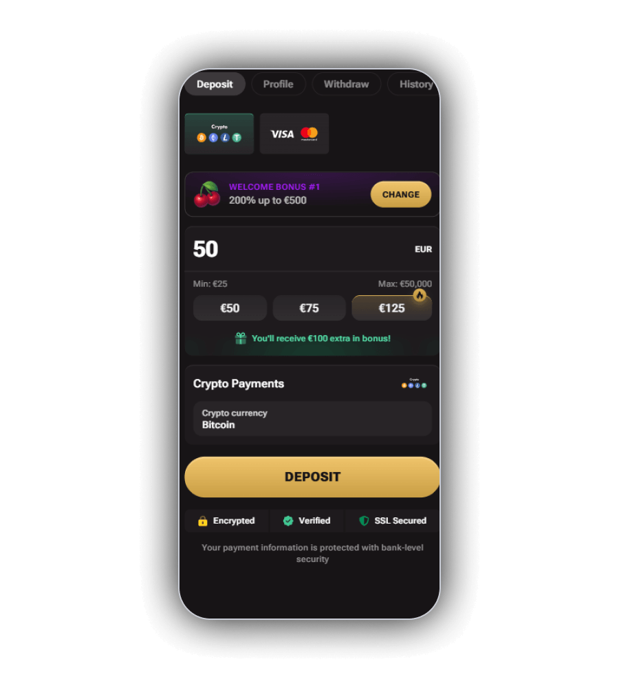 The Lucki cashier with the card, bank, wallet and crypto routes side by side